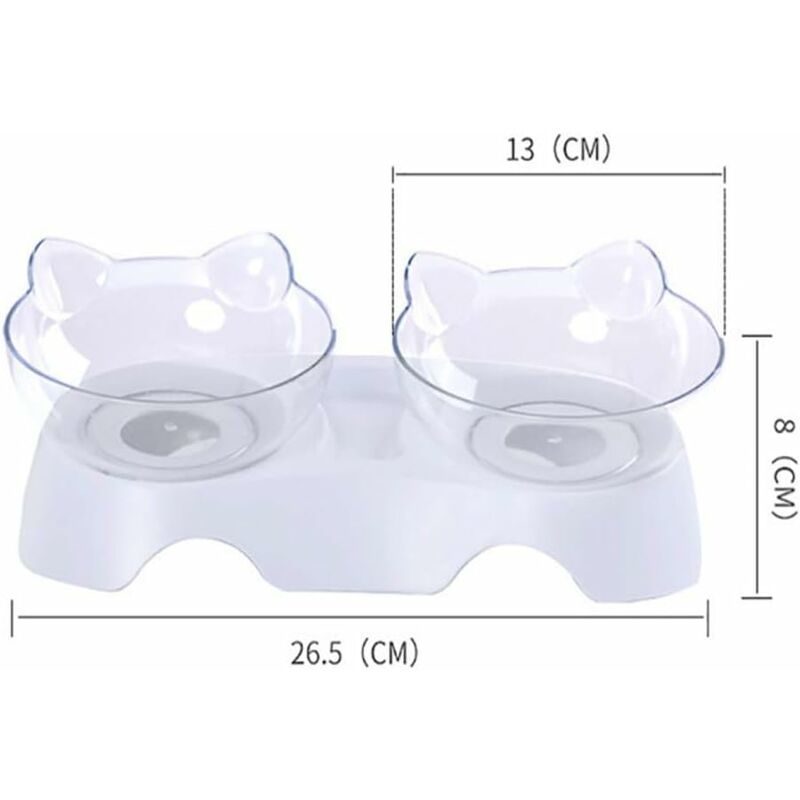 Double Cat Bowls, Orthopedic Pet Bowl Anti-vomiting, Cat Food Bowl Water Bowl Dog Bowl, Angled Cat Bowl Protects the Spine, 15° Inclined Bowl