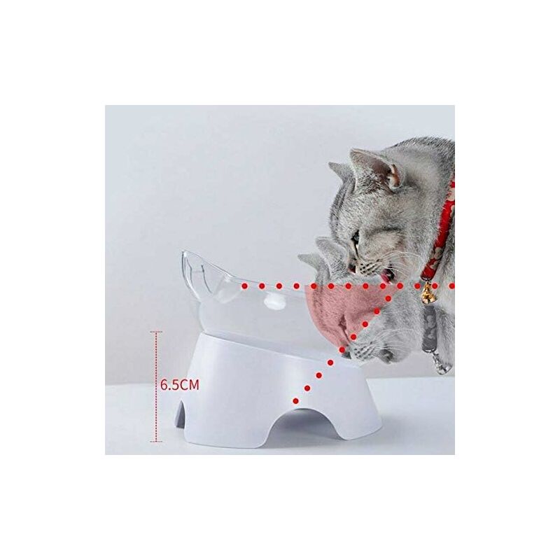 Double Cat Bowls, Orthopedic Pet Bowl Anti-vomiting, Cat Food Bowl Water Bowl Dog Bowl, Angled Cat Bowl Protects the Spine, 15° Inclined Bowl