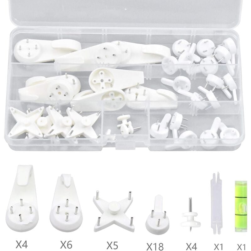 39 pcs Grooveless Wall Mounting Hooks, Picture Wall Hook, Picture Hanging Hook, Picture Hook, Wall Hooks for Hanging Photo Frames Paintings Clock