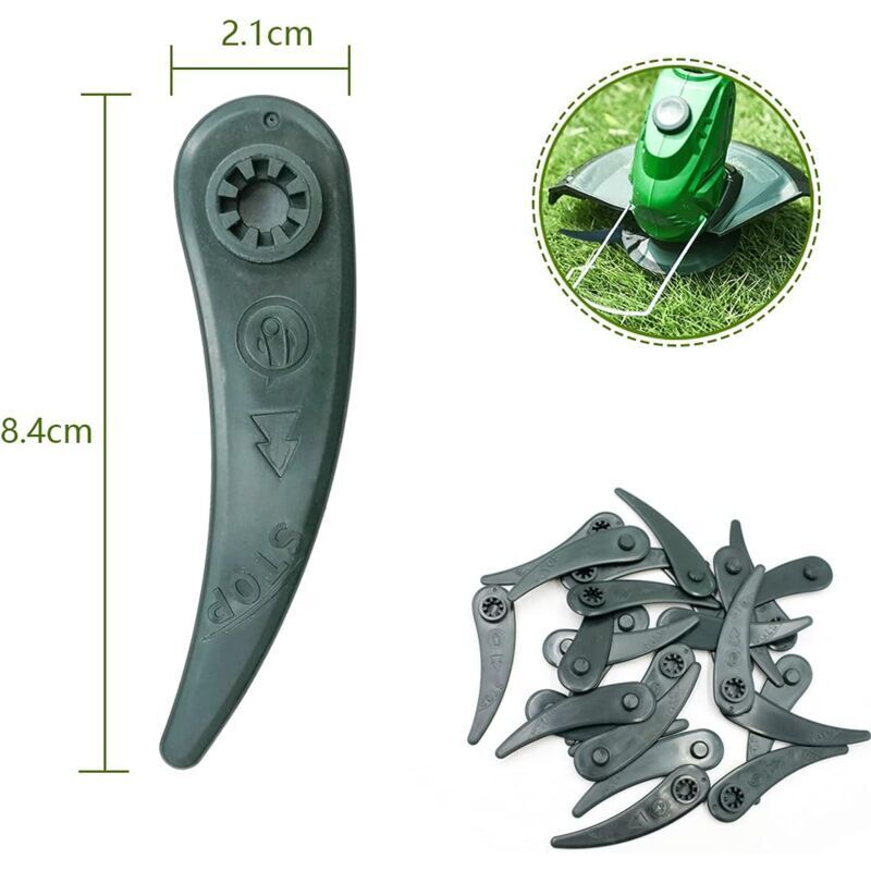 24-pack Bosch Grass Trimmer Blades for Bosch Durablade Art 23-18 LI Art 26-18 LI Grass Trimmers, Replacement Blades for Grass Trimmer. green Flat teeth