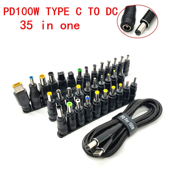 TypeC PD Charging Cable Cord Usb-C DC Power Converter to 34 Plugs Male for Laptop Charger Power