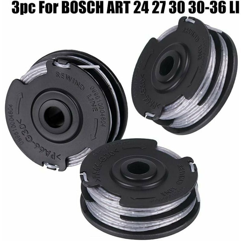 Set of 3 spools for Bosch grass trimmer Art 24 27 30 30-36 Li 18 M 1.65 mm.