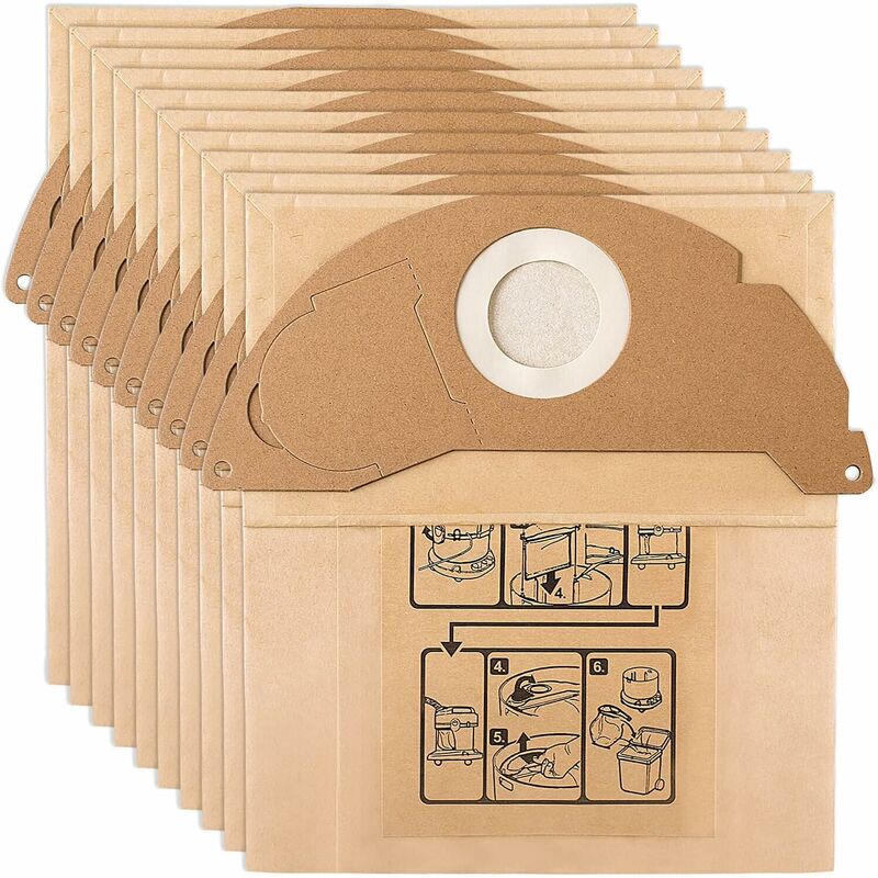 10 Replacement Filter Bags for Kärcher WD2 MV2 6.904-322.0 WD2250 A2004 A2054 Vacuum Cleaner