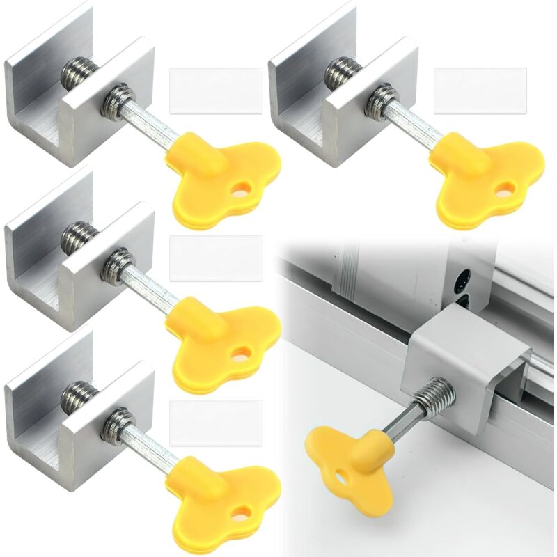 Sliding Window Locks, 4pcs Sliding Window Locks, Adjustable Window Lock for Sliding Doors - Reinforced Aluminum Alloy Security for Your Windows