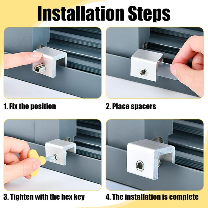 Sliding Window Locks, 4pcs Sliding Window Locks, Adjustable Window Lock for Sliding Doors - Reinforced Aluminum Alloy Security for Your Windows