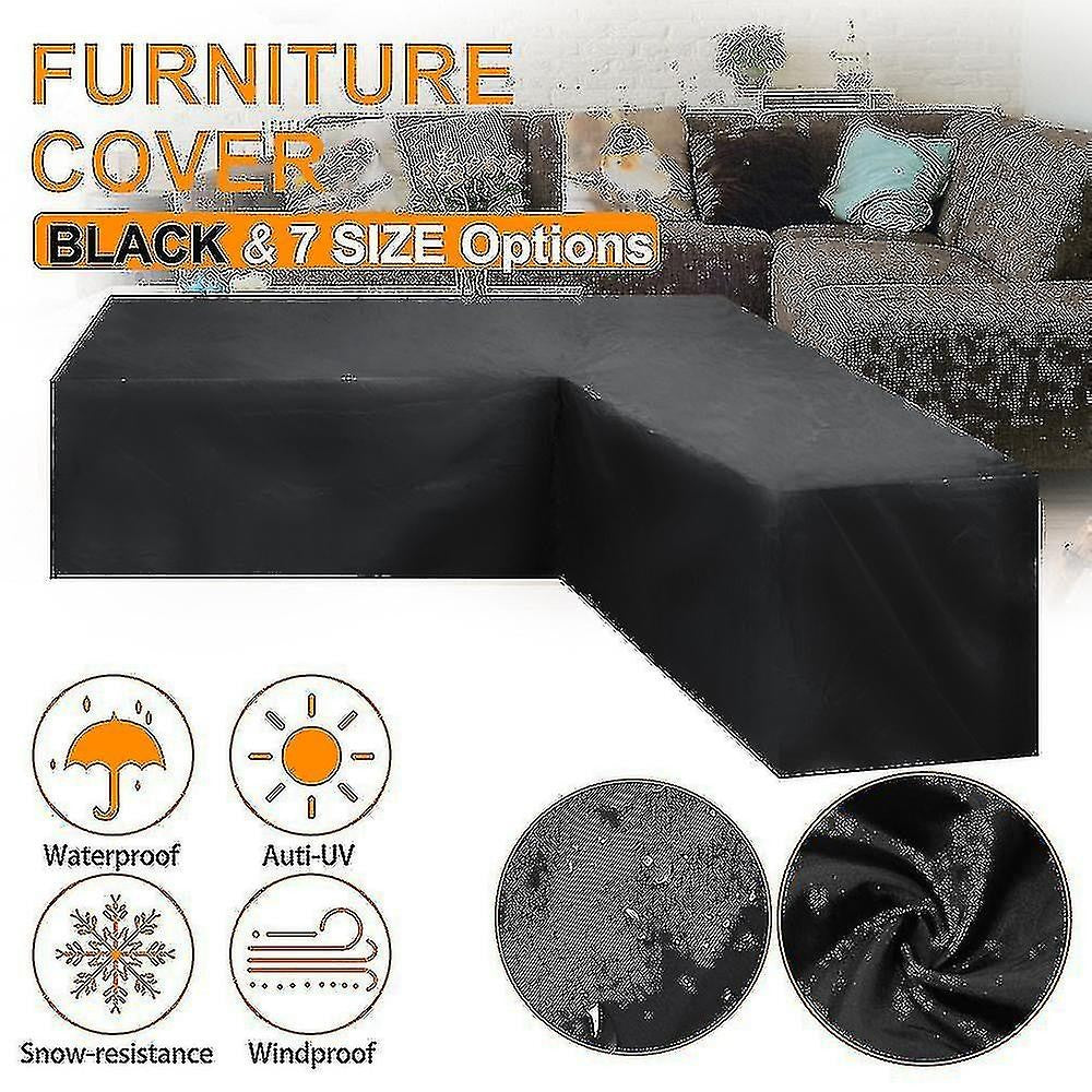 12 Sizes L-Shape All-Weather Cover Waterproof Rattan Corner Furniture Protector Garden Patio Outdoor Sofa Cover Dust Cover300*300*98cm