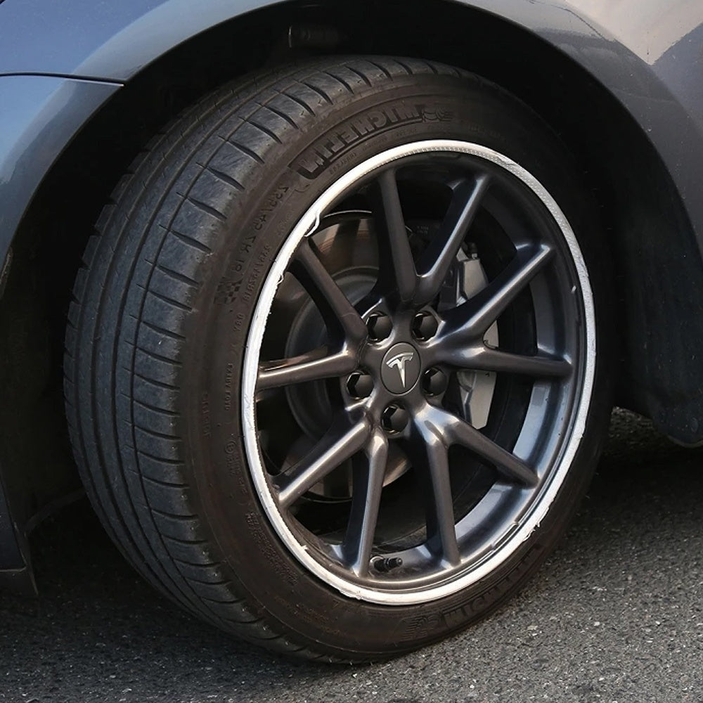 4-pack - Tesla Center Caps / Hubcaps - Car 77 Black/silver