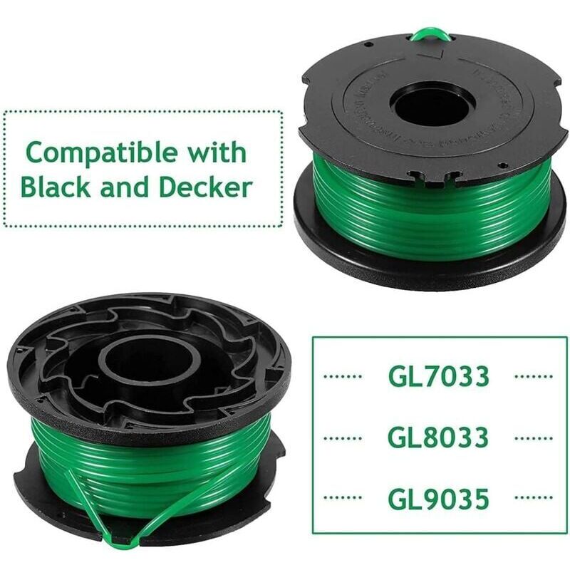 Pack of 6 Green Line Spools for Black & Decker GL7033 GL8033 GL9035 A6482..DEBUNS Grass Trimmer
