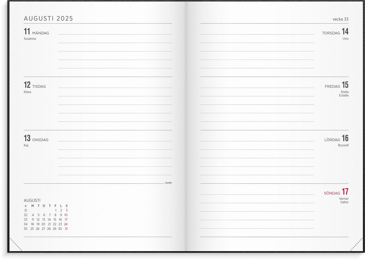 Calendar 2025 Senator A5 Vega black