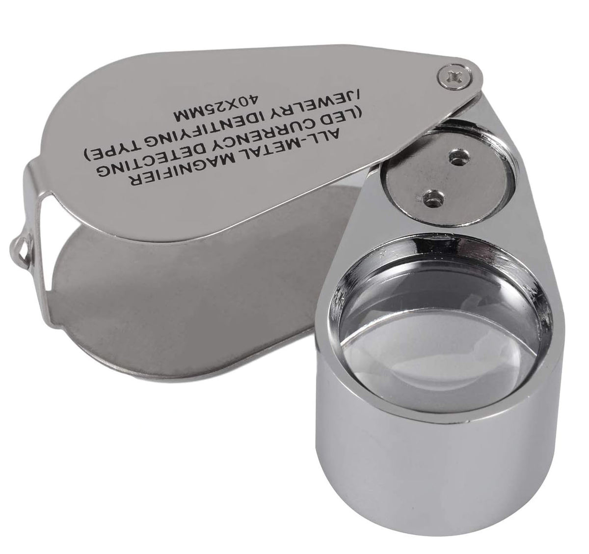 Jewelers Loupe 40X Magnification Metal Foldable Loupe with LED &amp; UV Light