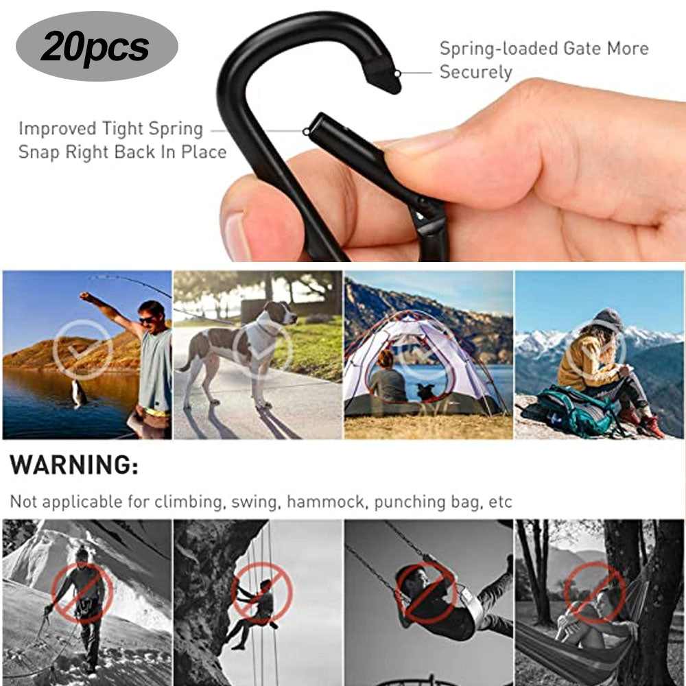 20 pcs Small Carabiners, Multifunctional Aluminum D-ring Clips_max