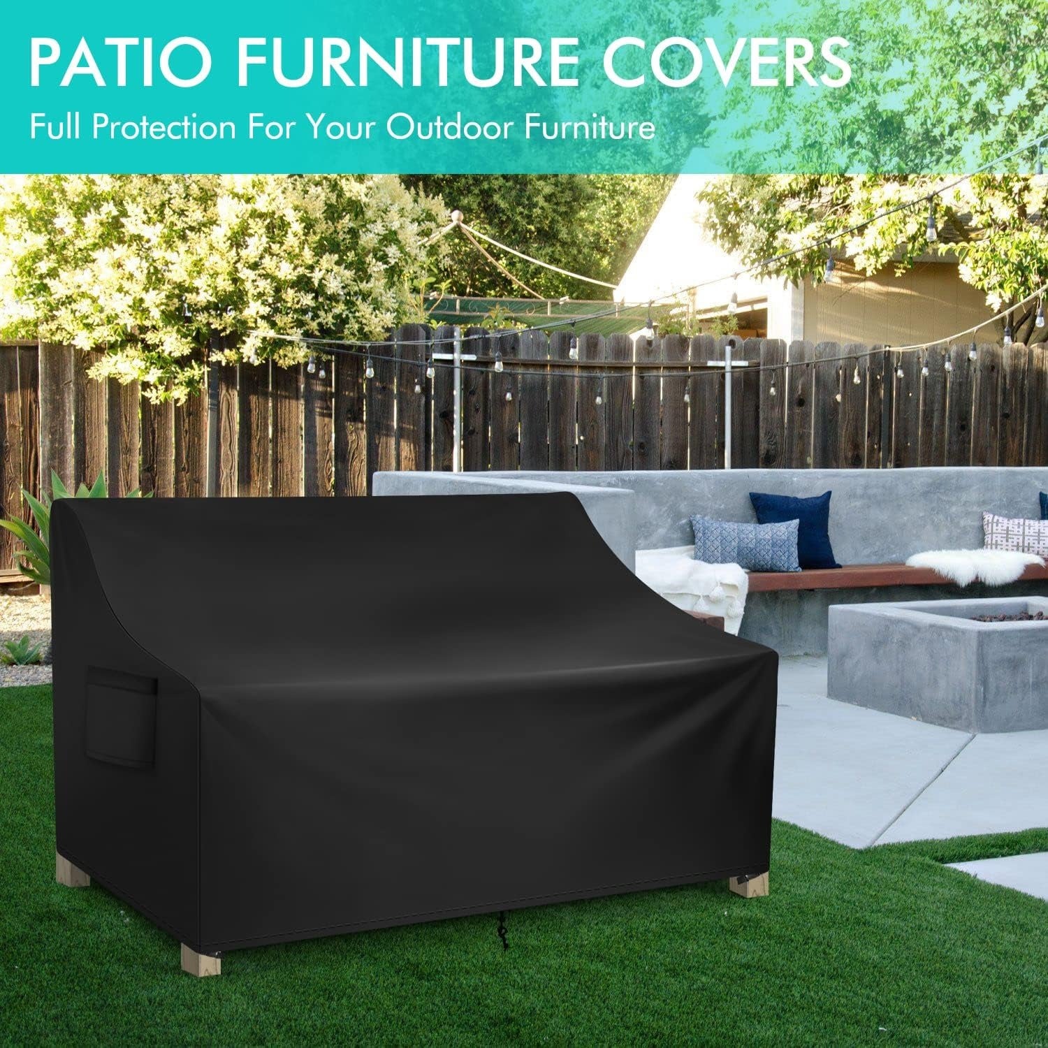 Sofa Cover Waterproof, 4-Seater Outdoor Sofa, Heavy Duty Deep Lounge, Large Garden Furniture with Air Vent