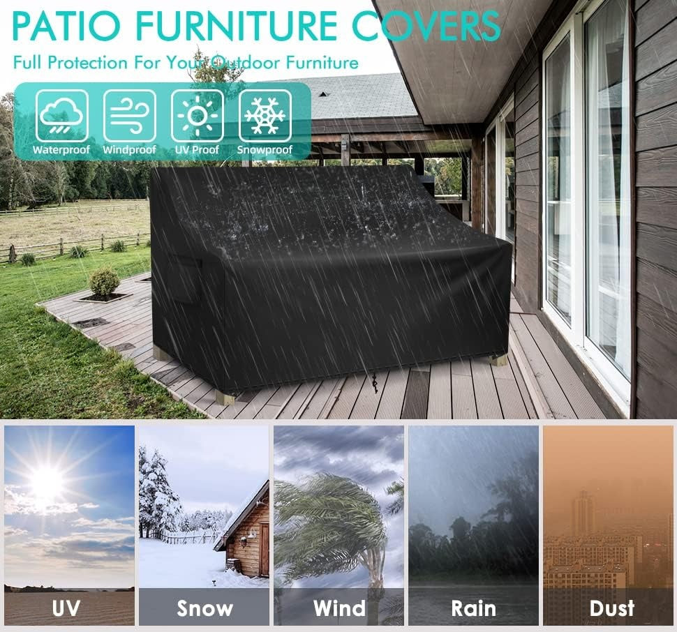 Sofa Cover Waterproof, 4-Seater Outdoor Sofa, Heavy Duty Deep Lounge, Large Garden Furniture with Air Vent