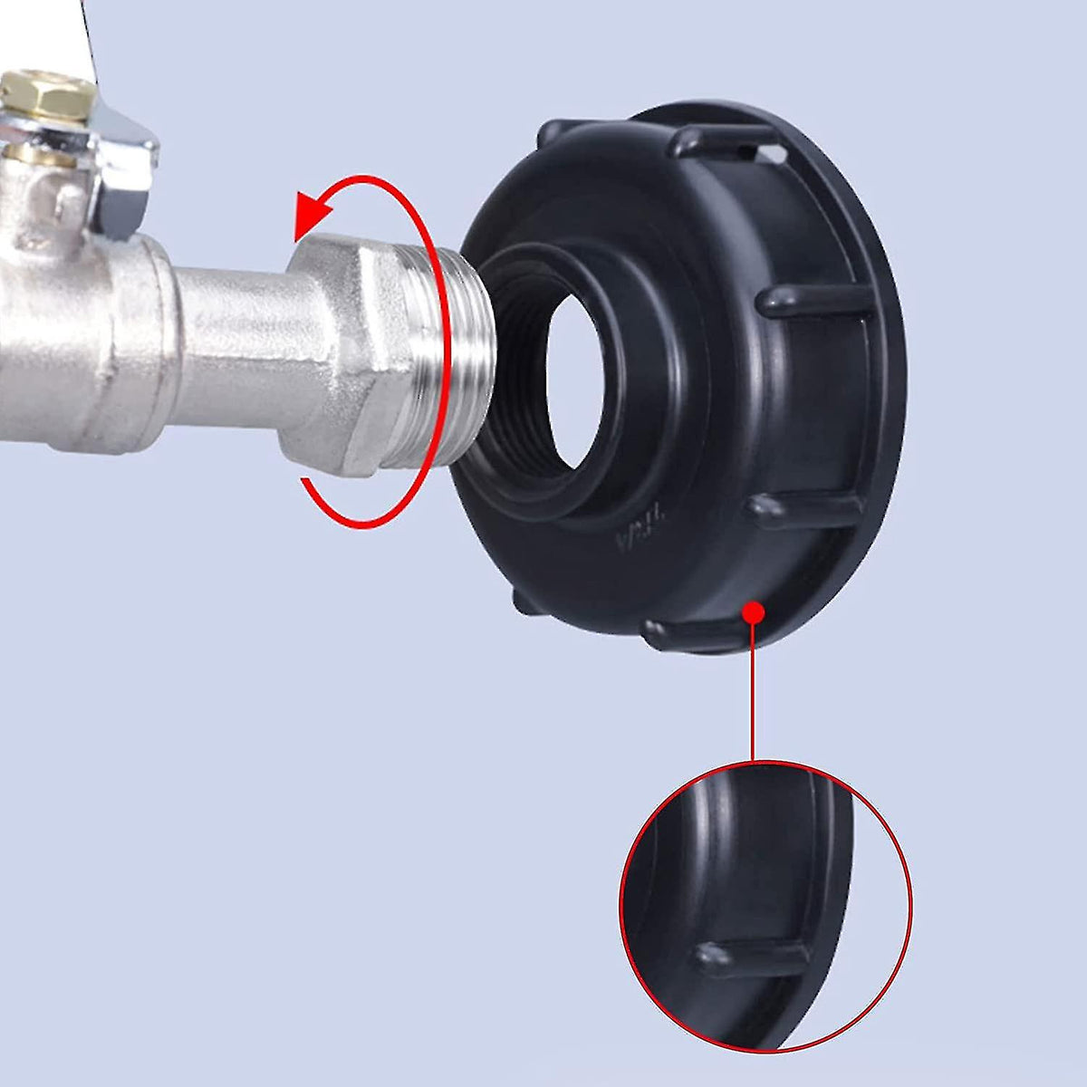 1000L tank tap with garden hose connector, S60x6 IBC tap connection