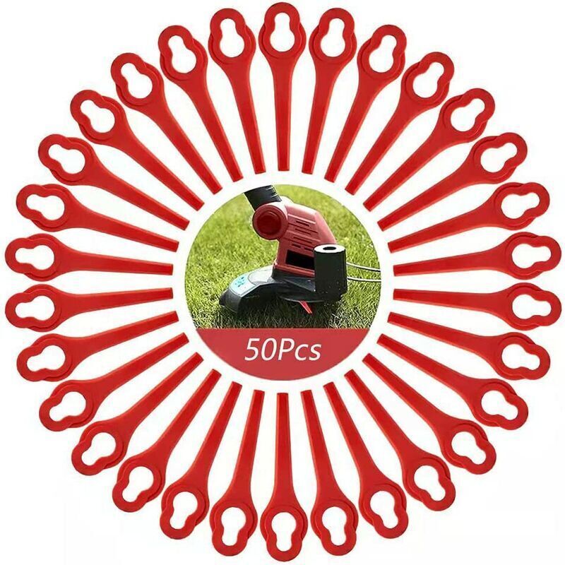 Pack of 50 compatible blades for Ferrex Aldi Far 20-in grass trimmer, replacement blades for Ferrex cordless grass trimmer..DEBUNS