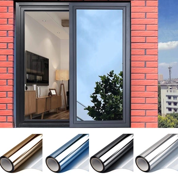 One-way mirror film window sun protection glass sticker - Campaign - Silver - Silver 40x200cm Silver-silver—max Silver-silver 40x200 cm