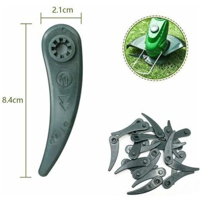 Pack of 24 replacement blades for Bosch Durablade Art 23-18 LI Art 26-18 LI lawn mowers, green.