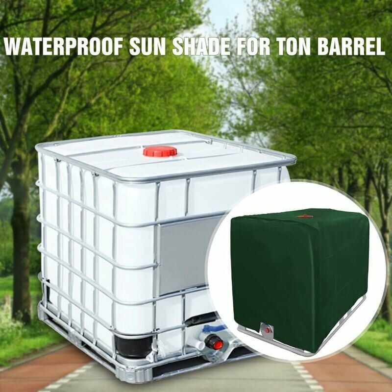 IBC Tank Cover Tarpaulin for 1000L IBC Container, GU.B/bon 116 x 100 x 120 cm Water Tank Cover Anti-UV Anti-Rain (Green)..DEBUNS