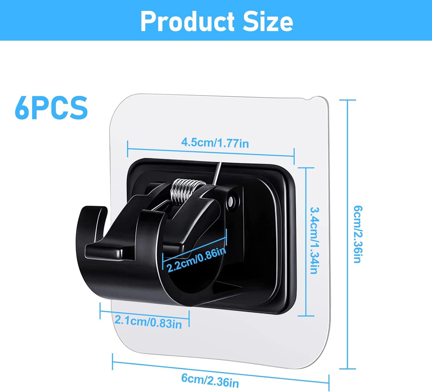 pcs Self-Adhesive Curtain Rod Holders, Nail-Free Adjustable Curtain Rod Brackets, Curtain Rod Wall Mounts (Black)