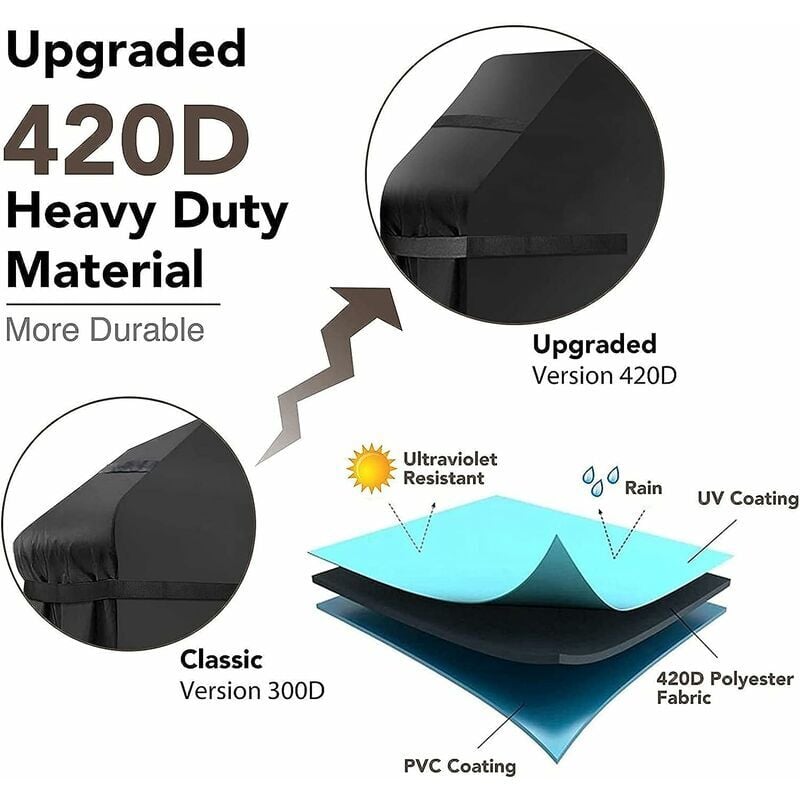 Grill Cover Waterproof Protection Windproof, tear-proof cover with straps and storage bag (145x61x117cm)--