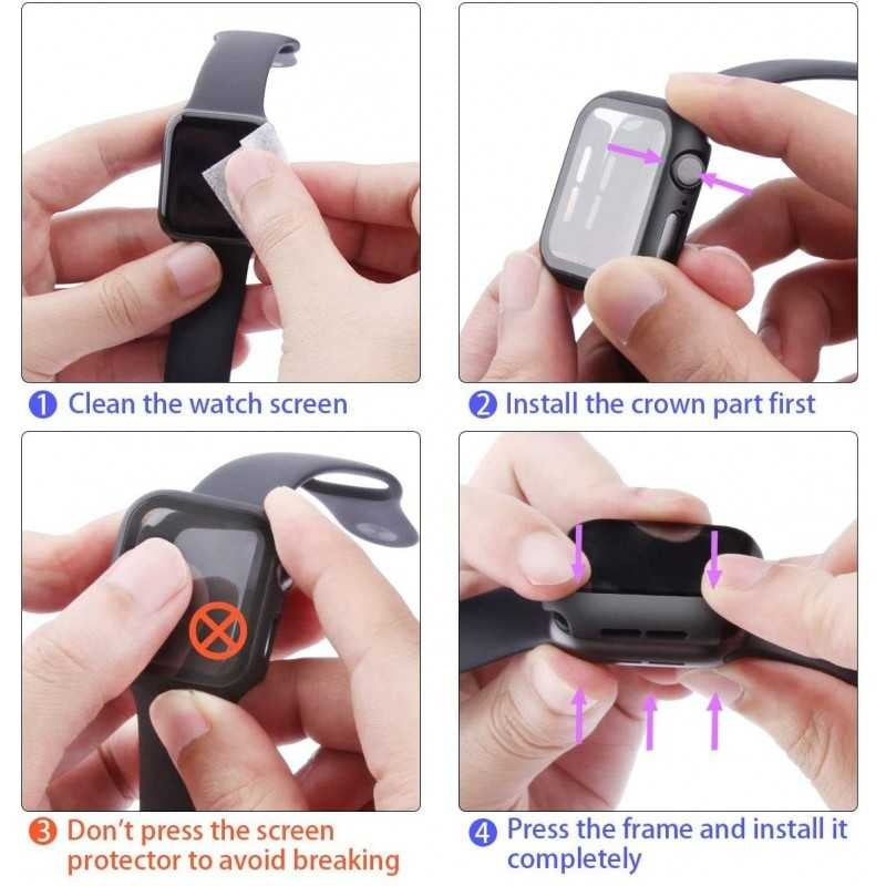 2-PACK Compatible with Apple Watch 40mm Shockproof Case 9H Tempered Glass 2in1 Rose Gold