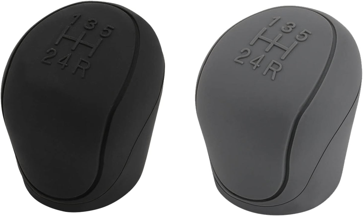 Ocean 2 x 6-Speed Car Silicone Gear Shift Knob Covers (Black and Grey)