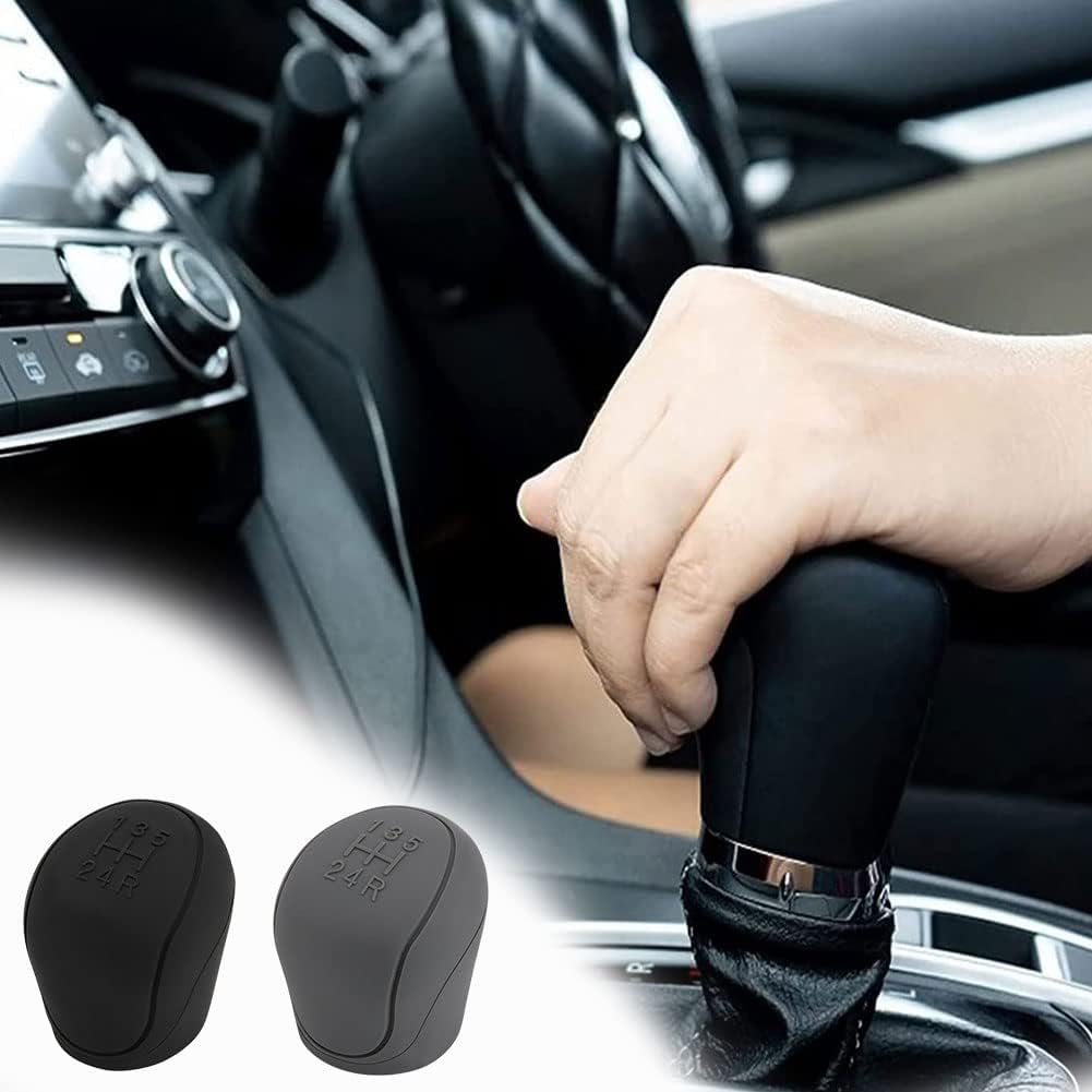 Ocean 2 x 6-Speed Car Silicone Gear Shift Knob Covers (Black and Grey)