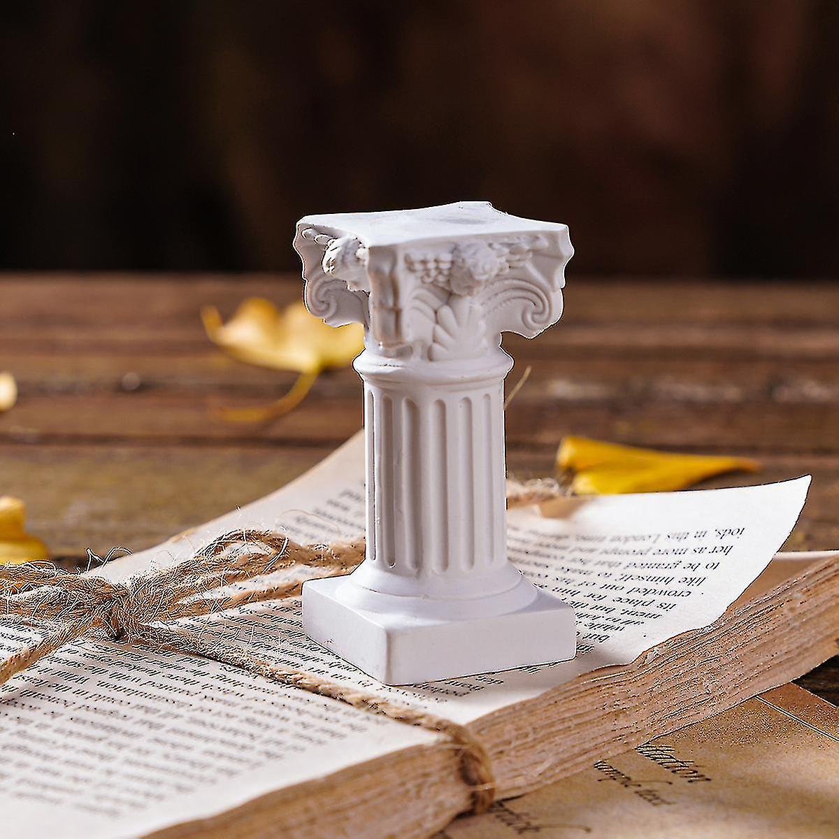 White Roman Pillar Greek Pillar Statue Indoor and Outdoor Modern Style Mini Resin Decoration (1 pc, white)