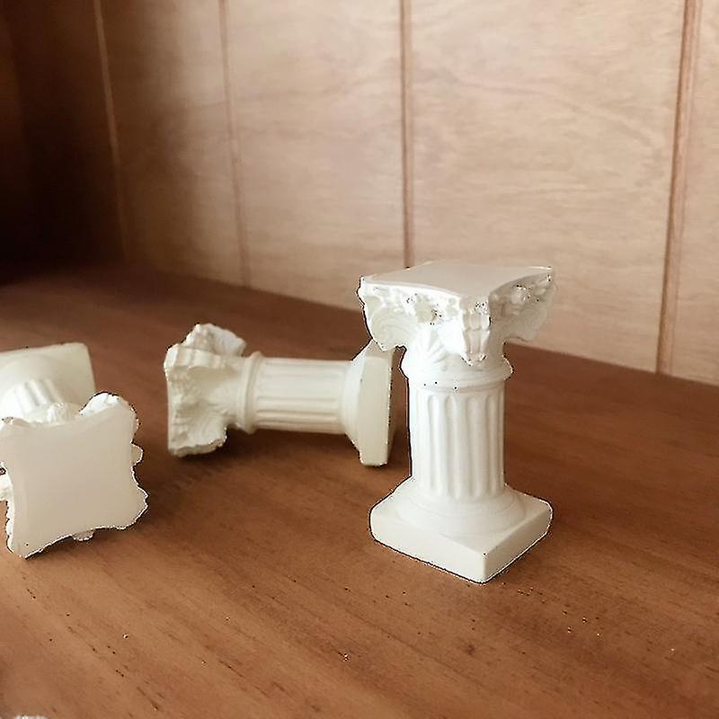 White Roman Pillar Greek Pillar Statue Indoor and Outdoor Modern Style Mini Resin Decoration (1 pc, white)
