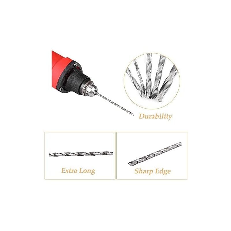 Extra long twist drill, HSS twist drill length 160 mm Drilling tool for wood, metal and steel Twist drill 3 mm