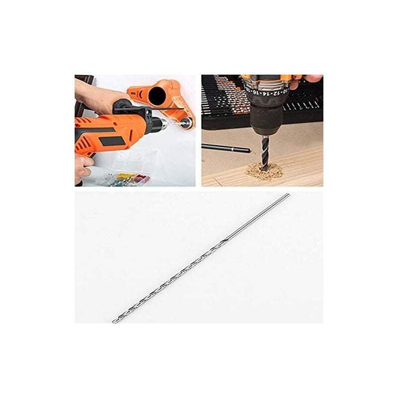 Extra long twist drill, HSS twist drill length 160 mm Drilling tool for wood, metal and steel Twist drill 3 mm