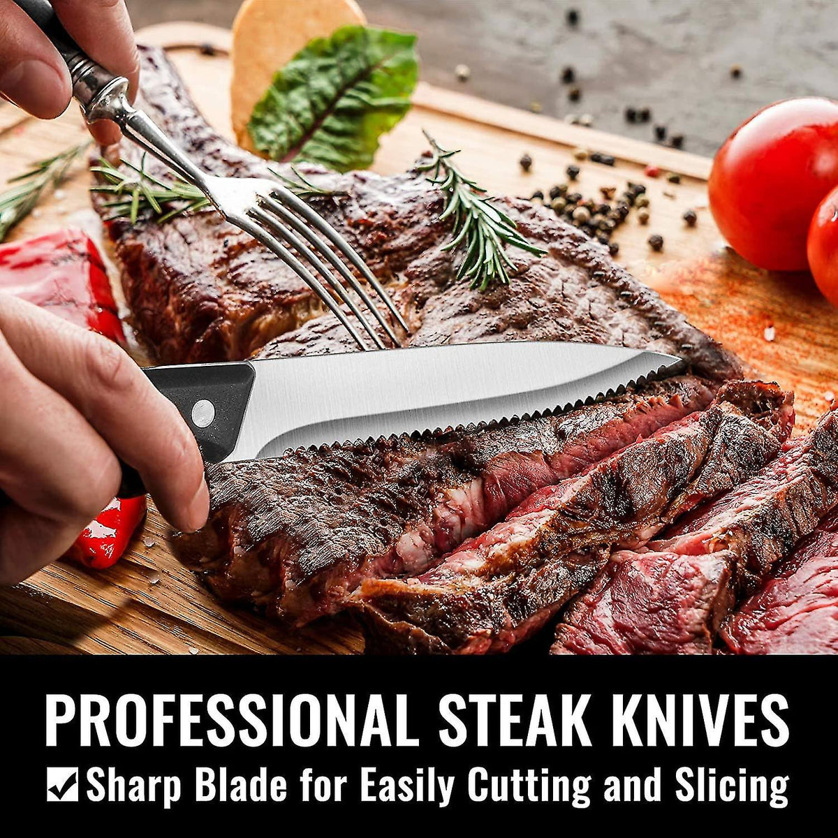 Stainless Steel Cutlery Set for 8 People with Steak Knives - 48 Pieces for Home, Kitchen, Restaurant