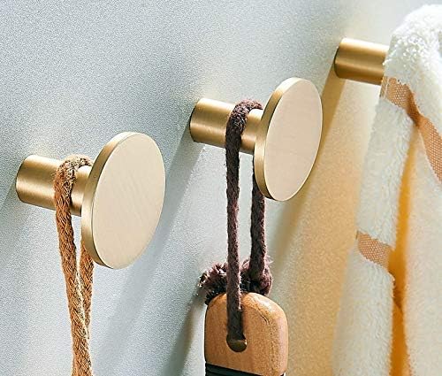 Set of 4 wall hooks in brushed brass, towel hooks in gold