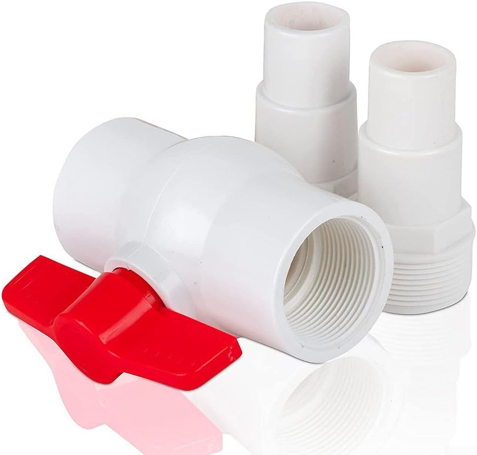 AR512 On/Off Valve Adapter for 38mm and 32mm Hose Diameter, Ball Valve with T-Handle, Pool Water Shut-Off Adapter