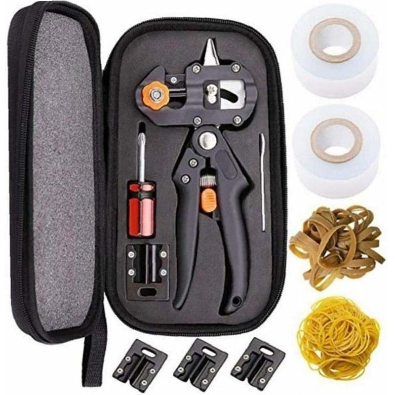 Professional Grafting Scissors Garden Scissors Tree Grafting Pliers Garden Grafting Kit for Trees (Black Cloth Bag + Rubber Band + Membrane)
