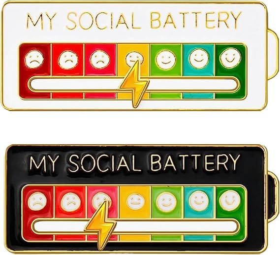 pcs MY SOCIAL BATTERY, Funny Social Mood Brooch Pin for 7 Days, Pin Funny Social Battery Brooch Badge Mood Pin Badge Cute