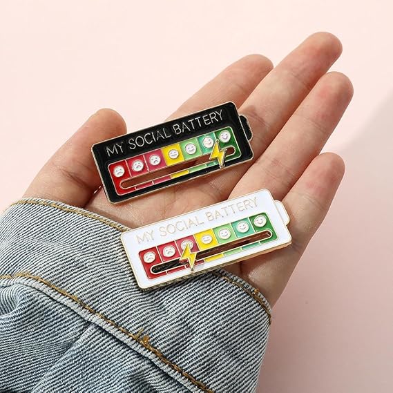 pcs MY SOCIAL BATTERY, Funny Social Mood Brooch Pin for 7 Days, Pin Funny Social Battery Brooch Badge Mood Pin Badge Cute