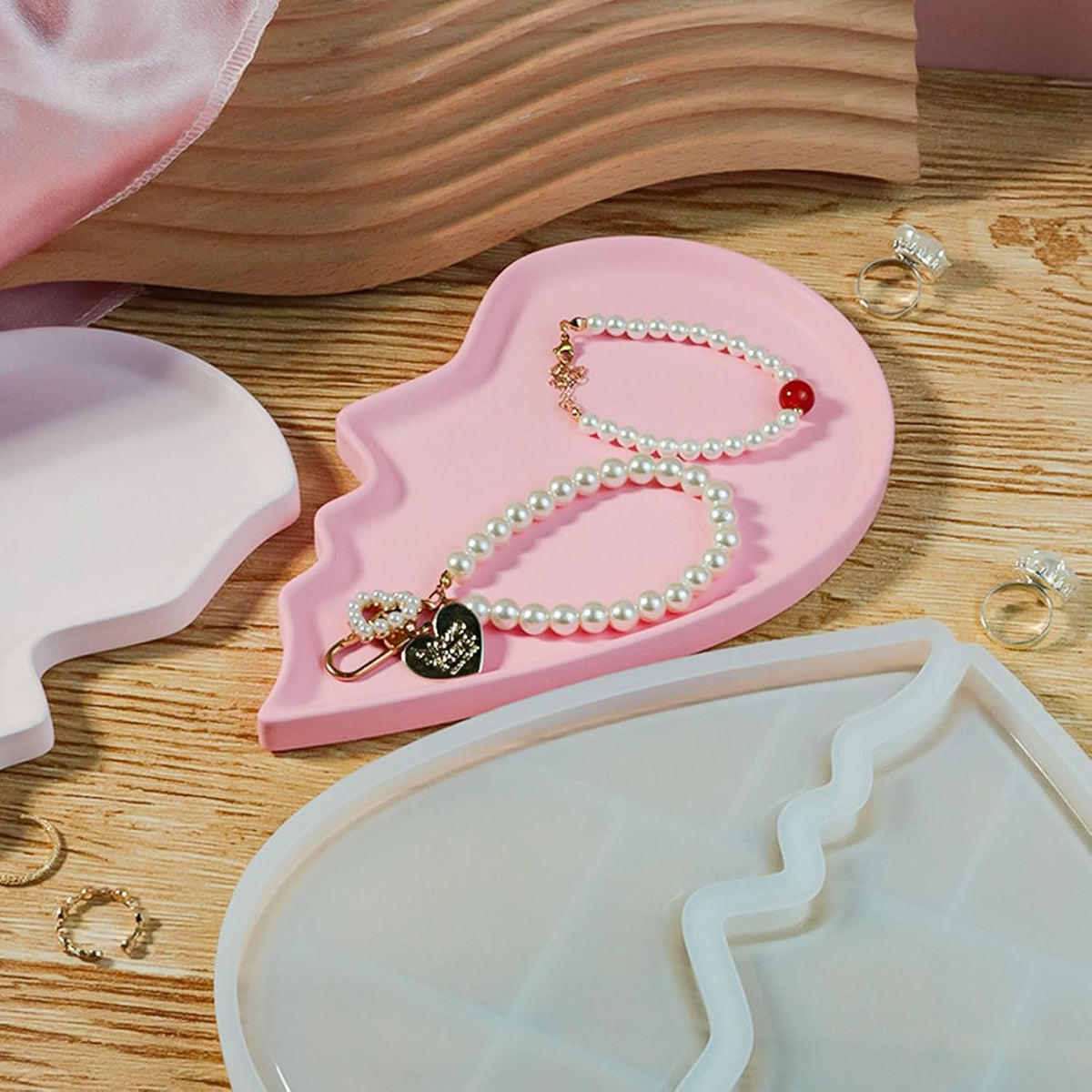 Heart Tray Mold – Jewelry Tray Mold Silicone, Jewelry Holder Resin Mold, Epoxy Resin Casting Mold, Jewelry Tray Dishes for Jewelry Storage