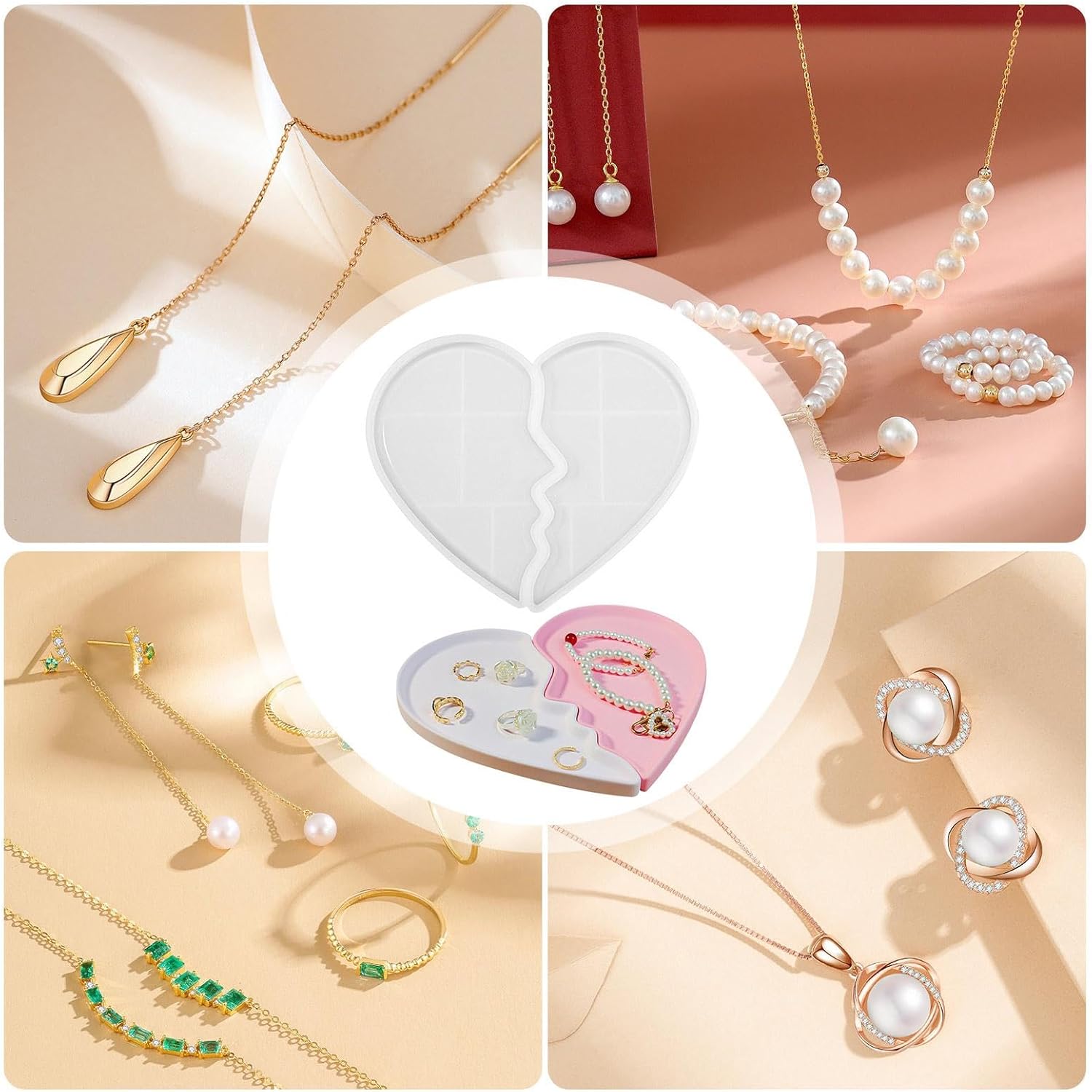 Heart Tray Mold – Jewelry Tray Mold Silicone, Jewelry Holder Resin Mold, Epoxy Resin Casting Mold, Jewelry Tray Dishes for Jewelry Storage