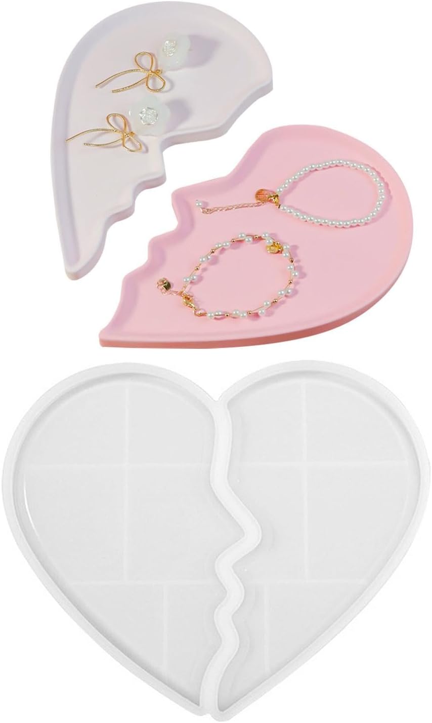 Heart Tray Mold – Jewelry Tray Mold Silicone, Jewelry Holder Resin Mold, Epoxy Resin Casting Mold, Jewelry Tray Dishes for Jewelry Storage