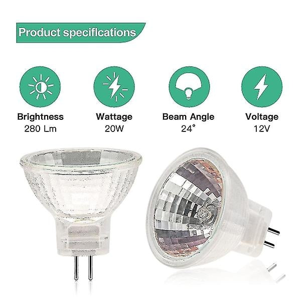 MR11 Halogen Bulbs (12-pack), GU4 Halogen Bulbs 12V 20W, MR11 GU4 Dimmable Bulbs for Ceiling Lighting - Perfect