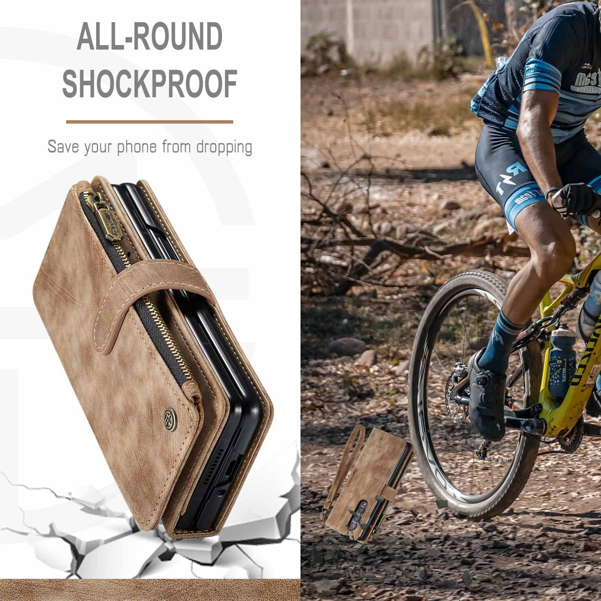 Samsung Galaxy Z Fold 3 Case - Retro Wallet with Card Slots, Magnetic Stand & Strap, Compatible with Samsung