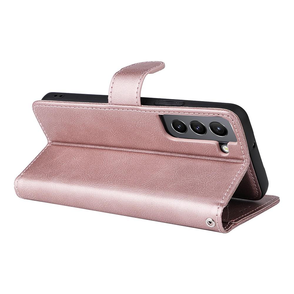 Compatible with Samsung S22 Magnetic 2-in-1 Phone Case/Wallet - Pink Pink gold Pink gold