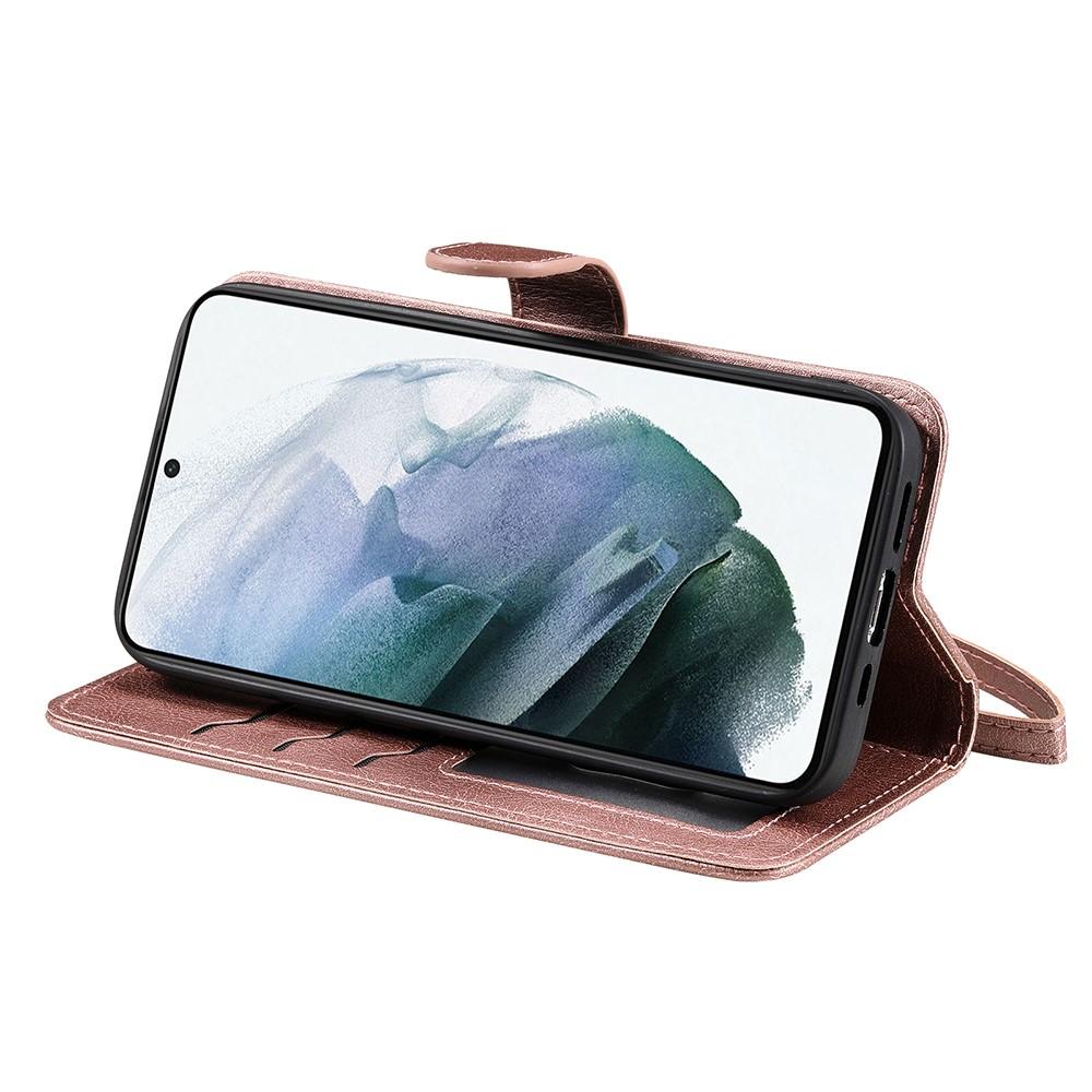 Compatible with Samsung S22 Magnetic 2-in-1 Phone Case/Wallet - Pink Pink gold Pink gold