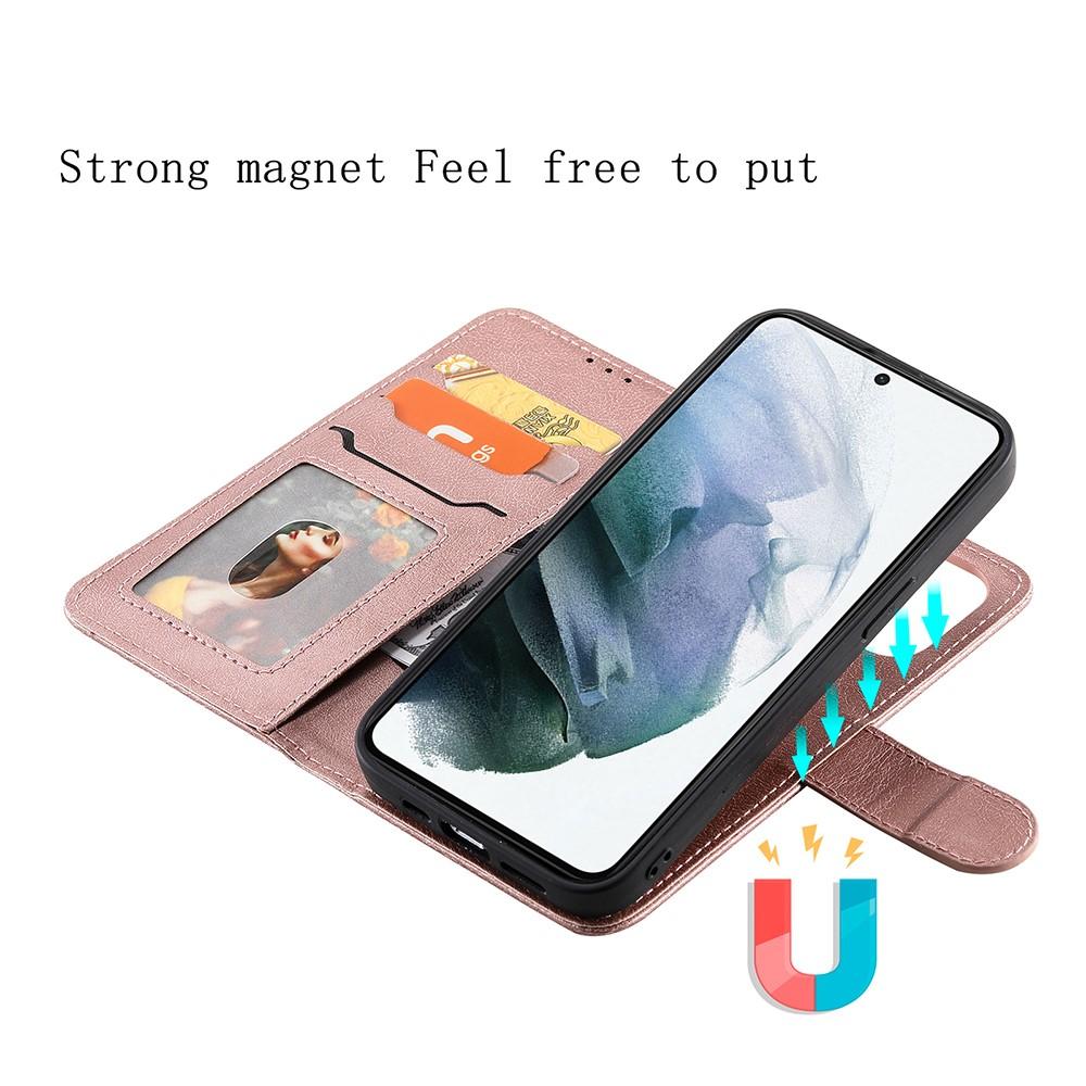 Compatible with Samsung S22 Magnetic 2-in-1 Phone Case/Wallet - Pink Pink gold Pink gold
