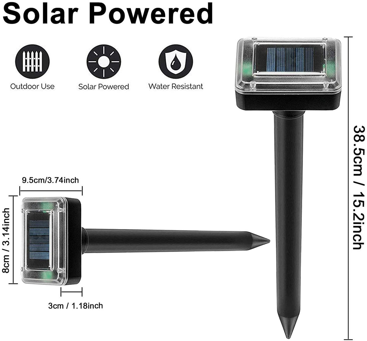 pcs Solar powered snake repeller mole repeller vole repeller 800 sq m X2 1600 k