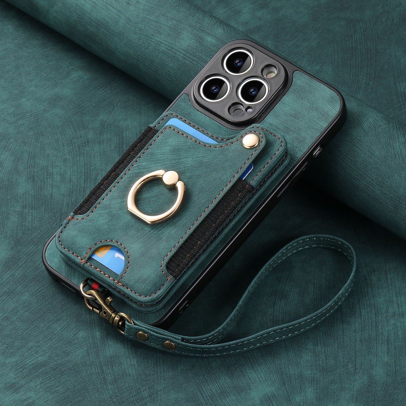 Suitable for iPhone mobile phone leather case RFID anti-theft brush ring buckle lanyard multifunctional card case Light Purple [With Leather Strap] Light Purple [With Leather Lanyard]] iPhone 11