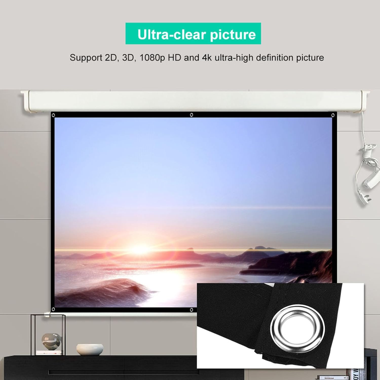 60 Inch 84 Inch 100 Inch Projector Screen 16:9 Foldable Portable Projection Screen Movie Projector Screen for Home Theater Outdoor Indoor (100 Inch) 100 Inch