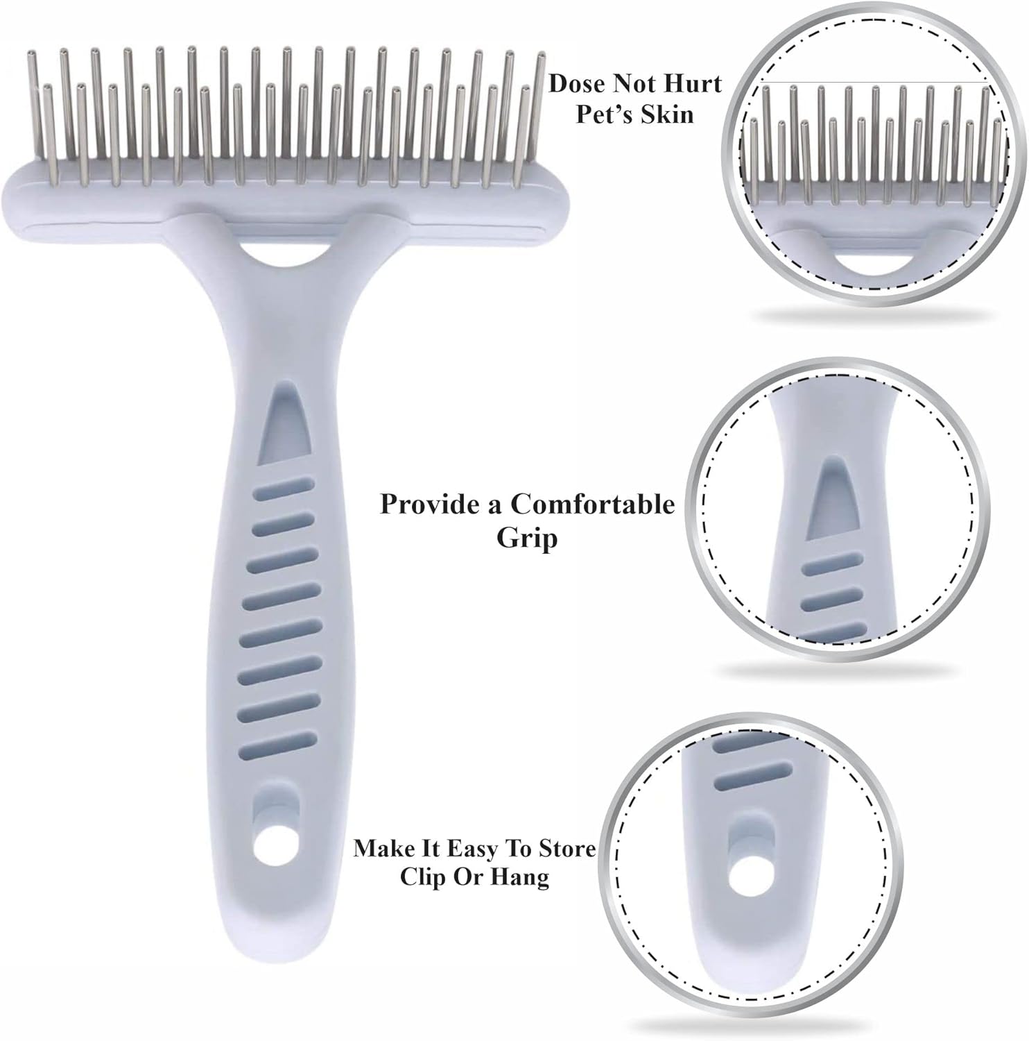 Undercoat Comb Dog Brush Dematting Self-Cleaning Lick Brush Puppy Brush Double Row Teeth Metal Comb for Removal Removes Loose Hair
