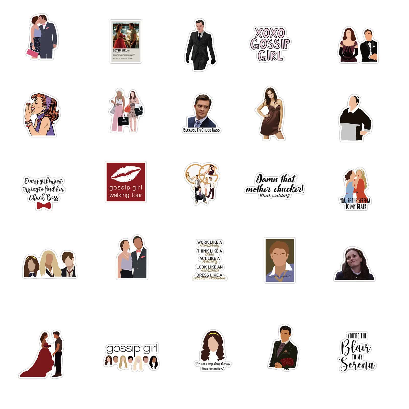 50pcs Gossip Girl Blair Serena Chuck Dan TV Quotes Scrapbook Graffiti Stickers